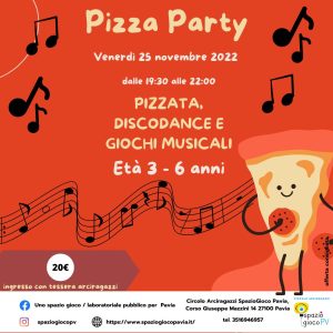 Locandina Pizza Party Discodance e Giochi Musicali